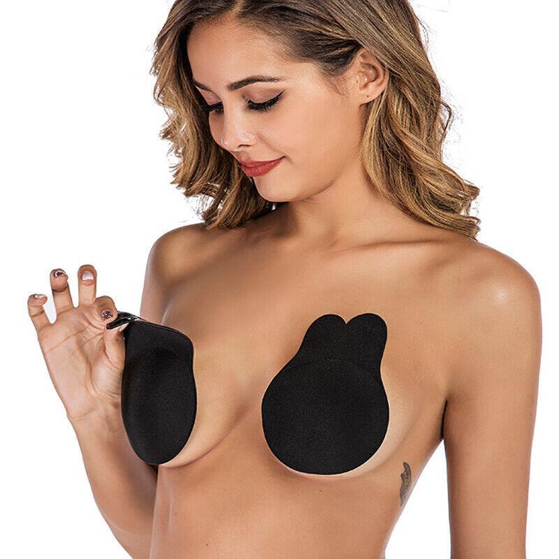 Beige Invisible Silicone Bra Rabbit Strapless Self-Adhesive Lift Up Nipple Cover