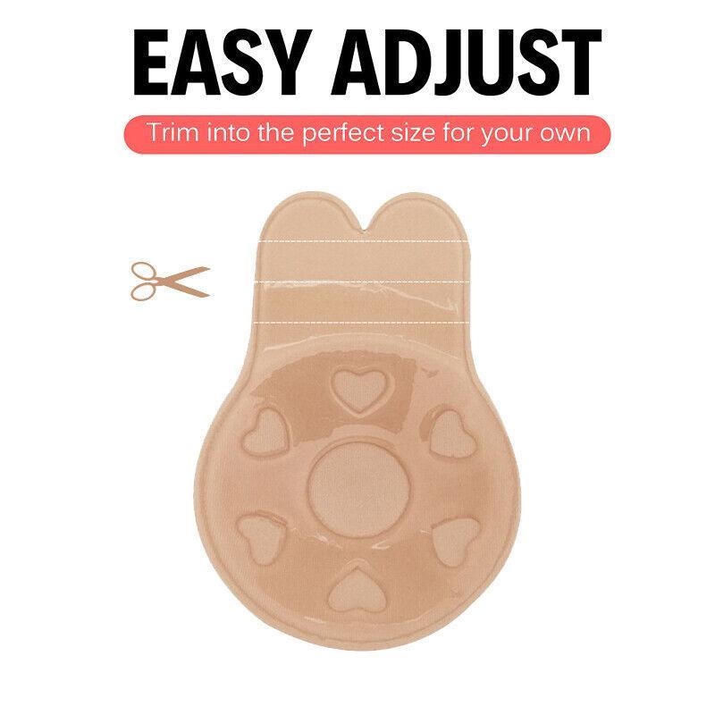 Beige Invisible Silicone Bra Rabbit Strapless Self-Adhesive Lift Up Nipple Cover
