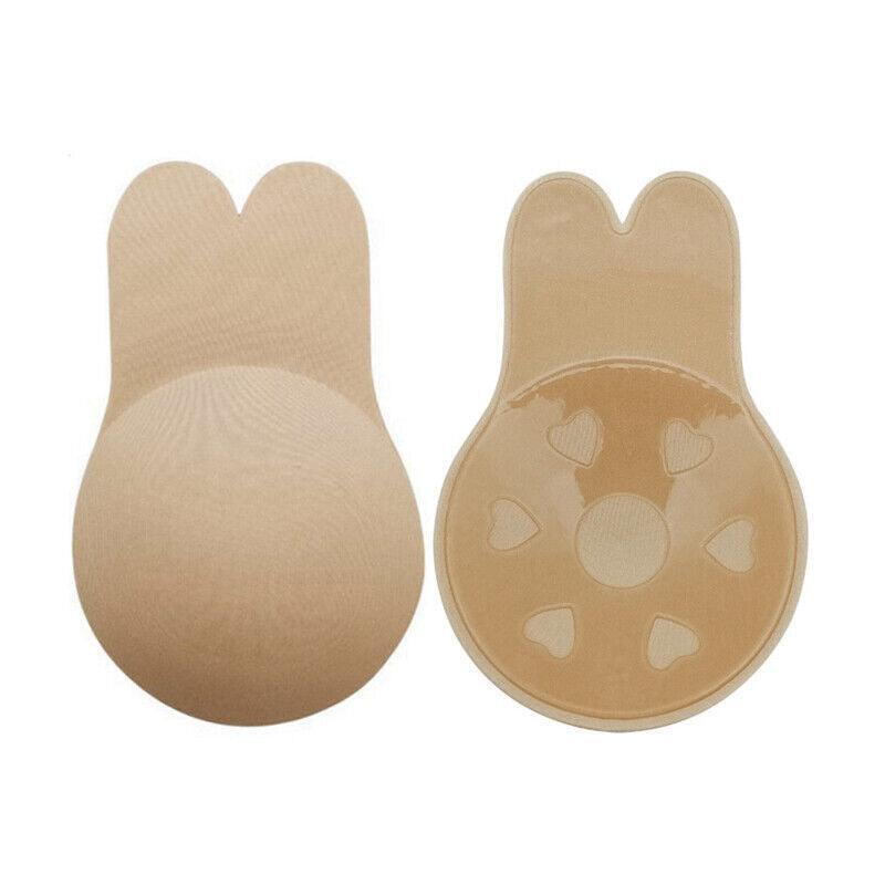 Beige Invisible Silicone Bra Rabbit Strapless Self-Adhesive Lift Up Nipple Cover