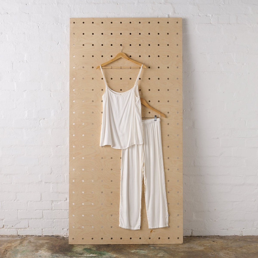Bamboo Pyjama Set - Cami and Pant in White