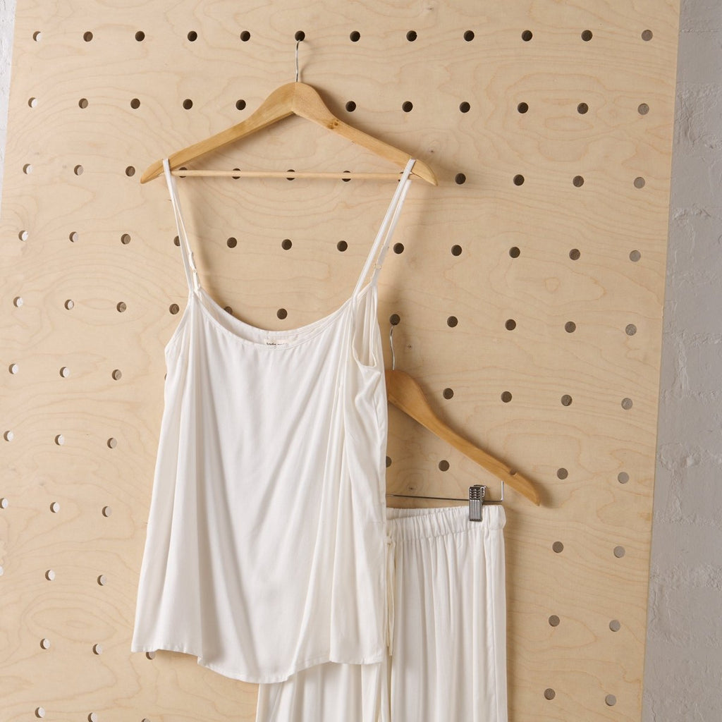 Bamboo Pyjama Set - Cami and Pant in White