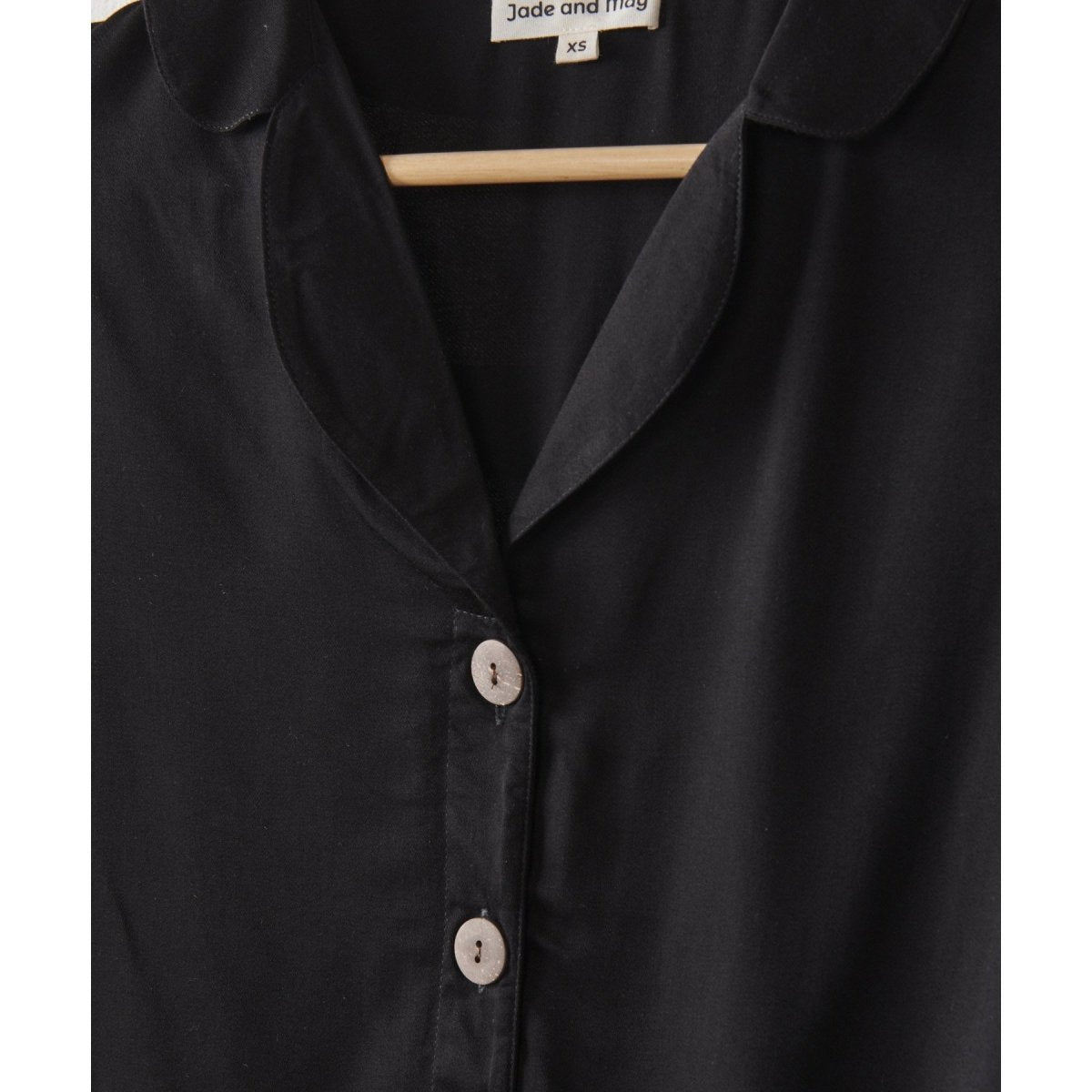 Bamboo Pyjamas - Crop Button Up + Pant Set in Black