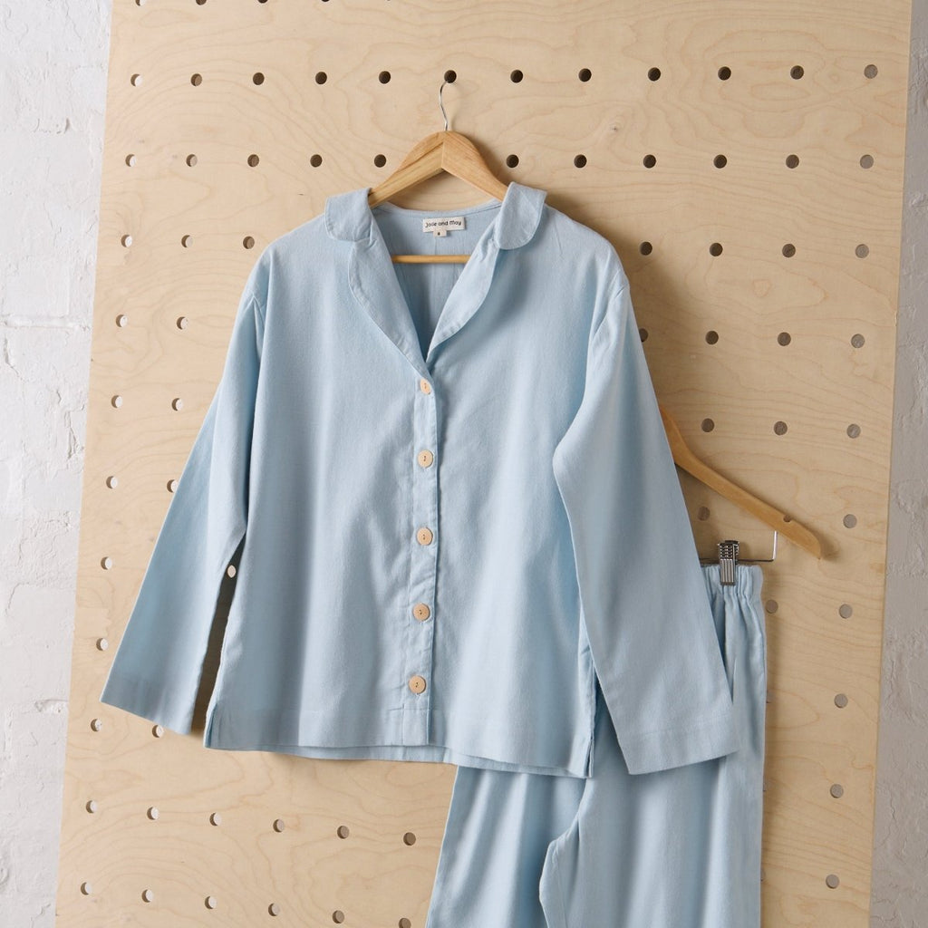 Flannelette Pyjama Set in Baby Blue